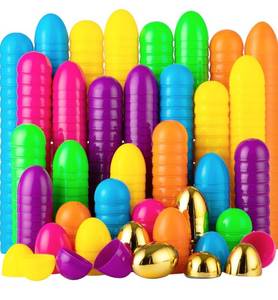lot 8858 image: JOYIN 150PCS Easter Eggs, Plastic 2.3 144PCS Colorful with 6PCS Golden Eggs Bulk Empty Fillable for Easter Hunt Party Favor Basket Stuffers Filler Classroom Prize Supplies Decor