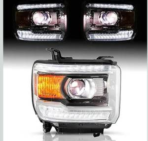 lot 8865 image: TUSDAR Fits LED DRL 2014-2018 GMC Sierra 1500 Headlight Assembly 2015-2019 2500HD 3500HD Halogen OE Style Replacement Factory Headlamp wBulbs RH Right Passenger Side