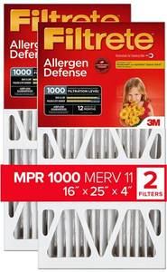 lot 8870 image: Filtrete ADP01-2PK-2 16x25x4 AC Furnace Air Filter, MPR 1000, Fits Honeywell and Lennox Devices, Micro Allergen Defense Deep Pleat, 2-Pack (Actual Dimensions 15.88 x 24.56 x 4.31), 2 Count