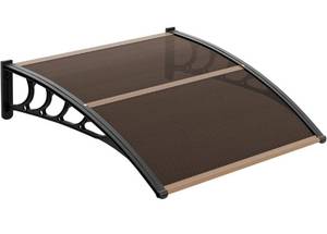 lot 8887 image: VINGLI Window Awning Door Canopy, 40 x 40 Window Awning Overhead Modern Polycarbonate Cover Outdoor Front Porch Patio Canopy UV Rain Snow Sunlight Protection Hollow SheetBrown
