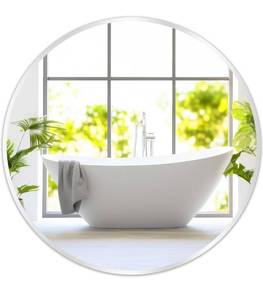 lot 8892 image: Fabuday Silver Round Mirror for Wall 26 inch - Circle Mirror for Bathroom, Entryway, Living Room, Hallway, Vanity Decor, Big Metal Frame Mirrors