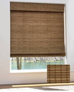 lot 8894 image: UNISHADES Cordless Bamboo Roman Shades for Windows, Blinds Size (46.5 W x 48 H) Colour (Highfield Teak)