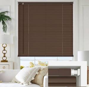 lot 8895 image: LazBlinds No Tools No Drill 1 Vinyl Mini Blinds, Cordless Blinds for Windows, Light Filtering Horizontal Window Blinds & Shades, 34 W x 48 H, Mahogany