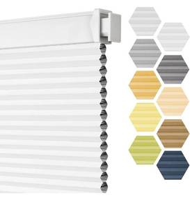 lot 8902 image: Grandekor No Drill Cellular Shades Cordless,34 W x 64 H,No Drill Blackout Honeycomb Blinds for Indoor Windows,Blackout-White-White