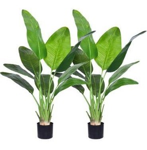 lot 8912 image: Artificial Bird of Paradise Plant, Fake Tree with Realistic Leaves and Durable pots 2 Pack