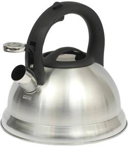 lot 8929 image: Mr. Coffee Hartbay 2.4 Quart Whistling Tea Kettle, Large Stainless Steel Stovetop Kettle, Durable Fast-Boil Tea Pot