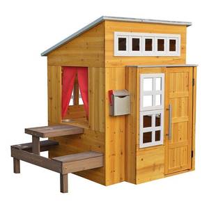 lot 8930 image: KidKraft Modern Outdoor Wooden Playhouse with Picnic Table