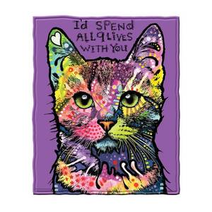 lot 8940 image: Dawhud Direct 50x60-Inch Cat Blanket Dean Russo 9 Lives - Plush Fleece Throw Blanket for Adults and Kids - Soft and Cozy for Bed, Couch, or Travel - Thoughtful Cat Lover Gifts for Women 50x60