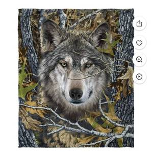 lot 8942 image: Dawhud Direct Camo Wolf  Fleece Blanket - 50x60 Inches Soft Plush Throw 50x60