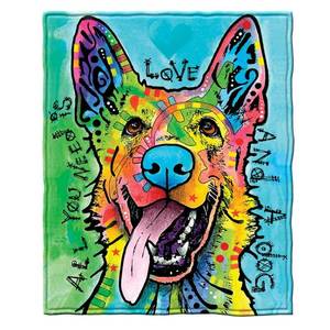 lot 8944 image: Dawhud Direct Colorful German Shepherd Fleece Blanket for Bed, 50 x 60 Dean Russo German Shepherd Fleece Throw Blanket for Women, Men and Kids - Super Soft Plush Dog Blanket Throw Plush