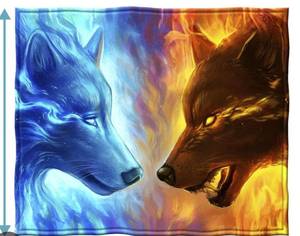 lot 8949 image: DAWHUD DIRECT Fire and Ice Wolves Fleece Blanket 60x50 inches