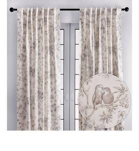 lot 5869 image: Maison d Hermine Curtains for living room 100% Cotton 96 inch length Two Panels Light Filtering Toile Curtains for Bedroom Windows with rod and loop Pockets Drapes (Jouy Paradise Beige, 50W x 96L)