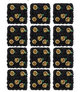 lot 5878 image: Artificial Flower Wall Backdrop Panels Black Gold 38X38cm 12pcs
