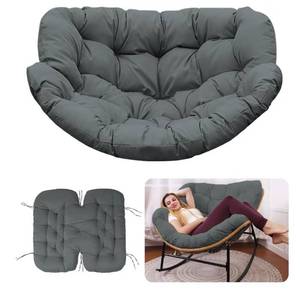 lot 5910 image: Outdoor Rocking Chair Cushion Waterproof Wicker Egg Chair Replacement Pad, Thick Papasan Seat Cushion with Ties for Indoor &amp Outdoor Patio, Porch, Balcony, or Garden (Dark Gray)
