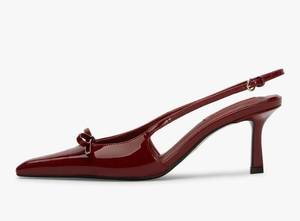 lot 5914 image: Slingback Heels for Women Kitten Heels Bow Ankle Strap Pointed Toe Heel Sexy Wedding Dress Party Pumps size 8
