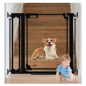 lot 5921 image: AiWMGL Clear Baby Gate 29.13-37.79 Wide Acrylic Safety Proof Dog Puppy Pet Barrier for Stairs, Transparent Adjustable Pressure Mounted No Drill Auto Close Indoor, Doorways, Hallway,Black