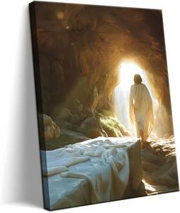 lot 4904 image: Framed Easter Jesus Canvas Wall Art, Tomb, Resurrection 16x24
