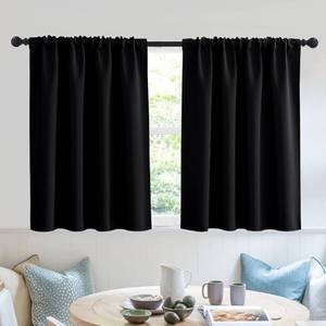 lot 4919 image: RYB HOME Short Blackout Curtains 52long x36wide , Black, Set of 2