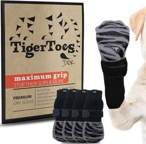 lot 4932 image: DOK TigerToes Non-Slip Dog Socks for Hardwood Floors (XX-Small)