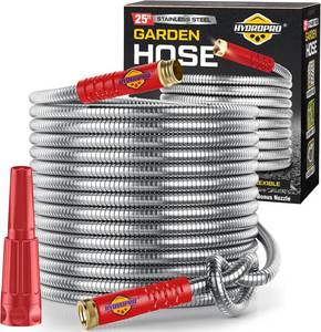 lot 4933 image: Stainless Steel Water Hose  Heavy Duty Garden Hose with Nozzle