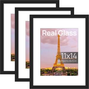 lot 4940 image: upsimples 11x14 Picture Frame 3, Glass, MatNo Mat, Black