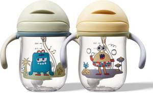 lot 4942 image: bc babycare 2-Pack Weighted Straw Sippy Cups, 8oz, BPA Free
