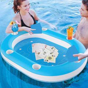 lot 6862 image: Pool Games for Adults,Large Pool Table for Pool with Waterproof Playing Cards, Pool Accessories Hot Tub Tray Inflatable Food Drink Holder for Summer Party Indoor Outdoor Beach