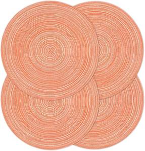lot 6876 image: Noctiflorous 15 Inch Round Placemats Set of 4 Durable Braided Woven Heat Resistant Table Mats for Indoor Outdoor Non Slip Dining Table Place Mats(Light Orange, 4)