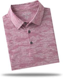 lot 6886 image: M MAELREG Golf Shirts for Men Short Sleeve Heather Jacquard Textured Stretch Moisture Wicking Performance Mens Polo Shirts. Large. Dusty Rose Heather