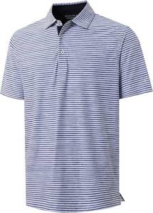 lot 6896 image: M MAELREG Golf Polo Shirts for Men Short Sleeve Dry Fit Striped Performance Moisture Wicking Collared Casual Mens Golf Shirt 3X Navy Stripe
