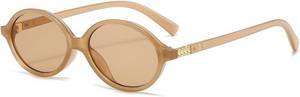 lot 7020 image: Gleyemor Retro Oval Sunglasses for Women and Men 90s Vintage Style Sunglasses (KhakiChampagne)