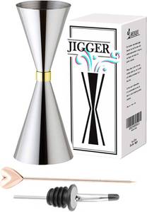 lot 7025 image: Double Jigger 2oz  1oz - Premium Janpanese Style Cocktail Jigger, 188 Food-Grade Stainless Steel Measure Cup, Barware Tool for Home and Bar(Silver, 1oz2oz)