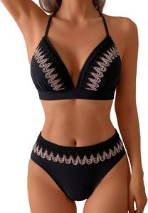 lot 7057 image: High Waisted Bikini Sets for Women Swim Suit Modest Halter Triangle Bathing Suits Swimwear Large