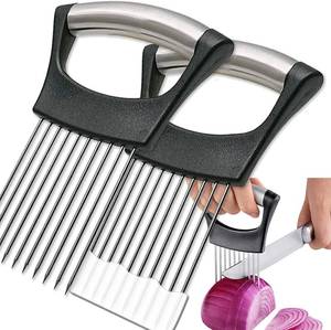 lot 7058 image: ESINAM Onion Slicer Holder, Premium Vegetable Slicer Cutter for Potato and Tomato, Sharp Stainless Steel Food Slicer Assistant Tool for Slicing Fruit Lemon and Meat