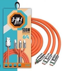 lot 13713 image: 3 in 1 120W Quick Charge Cord, 6A, 2 Pack