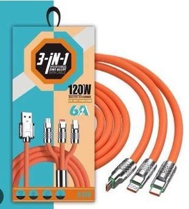 lot 13764 image: 3 in 1 120W Quick Charge Cord, 6A, 2 Pack