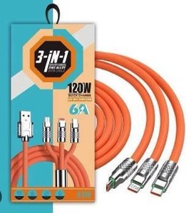 lot 13812 image: 3 in 1 120W Quick Charge Cord, 6A, 2 Pack
