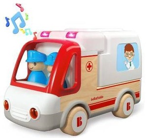lot 13832 image: BELLOCHIDDO Wooden Toys Ambulance