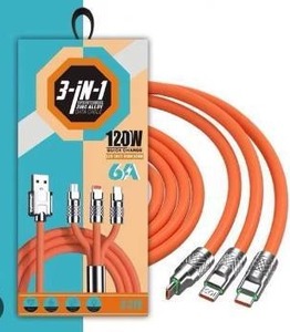 lot 13848 image: 3 in 1 120W Quick Charge Cord, 6A, 2 Pack