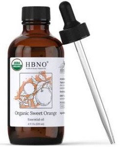 lot 13855 image: HBNO Organic Sweet Orange Essential Oil, 4 oz, 2 Pack