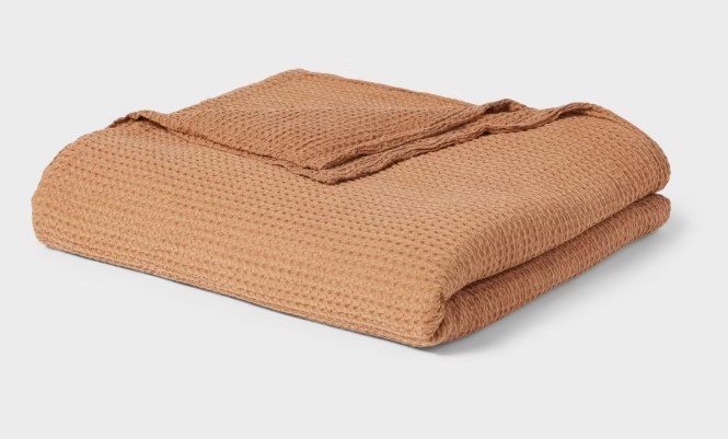 lot 1656 image: TENCEL Lyocell Waffle Bed Blanket Brown - Threshold Cooling, Midweight, OEKO-TEX Certified UNKNOWN SIZE