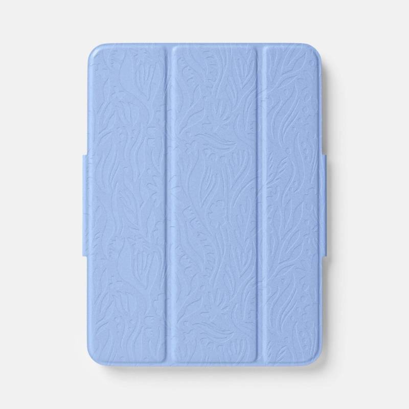lot 1619 image: iPad Pro 11 (4th Gen) and Air (5th GenM2M3) Case - heyday Peri-Blue Debossed Botanical Stylus Holder - Retail $35