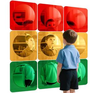 Geiserailie 9 Pcs Sensory Wall Mirror Acrylic Bubble Mirror Toys for Calming Corner Items - Sensory Room Have Visual, Tactile Stimulation (10 x 10 Inch,Red,Yellow,Green) - Retail: $55