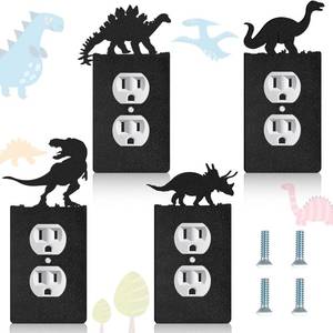 lot 1804 image: Peryiter 4 Pcs Dinosaur Light Switch Cover Wall Plate Outlet Single Toggle Light Switch Plates Cover for Home Kitchen Bedroom Decor - Retail $14