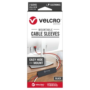 lot 1806 image: VELCRO Brand Cable Sleeve  Cord Management Mounts on Walls  Desk or Entertainment Center  Removable Adhesive is Damage Free  8in Black  2pk - Retail $22
