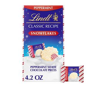 lot 1948 image: Lindt Christmas Candy Classic Recipe White Peppermint Snowflake Bag - 4.2oz EXP 63026 - Retail $6