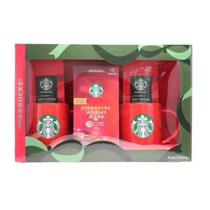 lot 1960 image: Starbucks Mugs with Holiday Blend Medium Roast Ground Coffee and Cocoa Gift Set - 4.5oz5pc BB 22026 - Retail $25