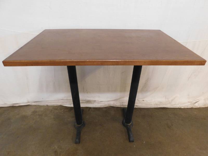 lot 1401B image: Wood Table with Metal Base