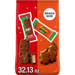 lot 2271 image: Reeses, Kit Kat Christmas Trees and Kit Kat Santas Stand Up Bag Candy - 32.1oz BB 7.26 - Retail $15