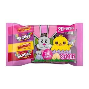 lot 2274 image: Skittles & Starburst Fun Size Chewy Candy Easter Basket Stuffers Variety Pack - 8.72oz20ct BB 10.26 - Retail $6